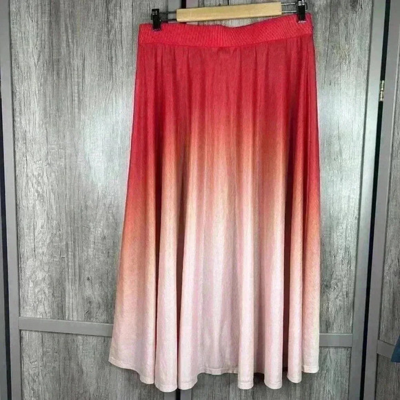 Athleta Skirt Medium Midi Sheer Grace in Red Ombre Sz M - Picture 5 of 6